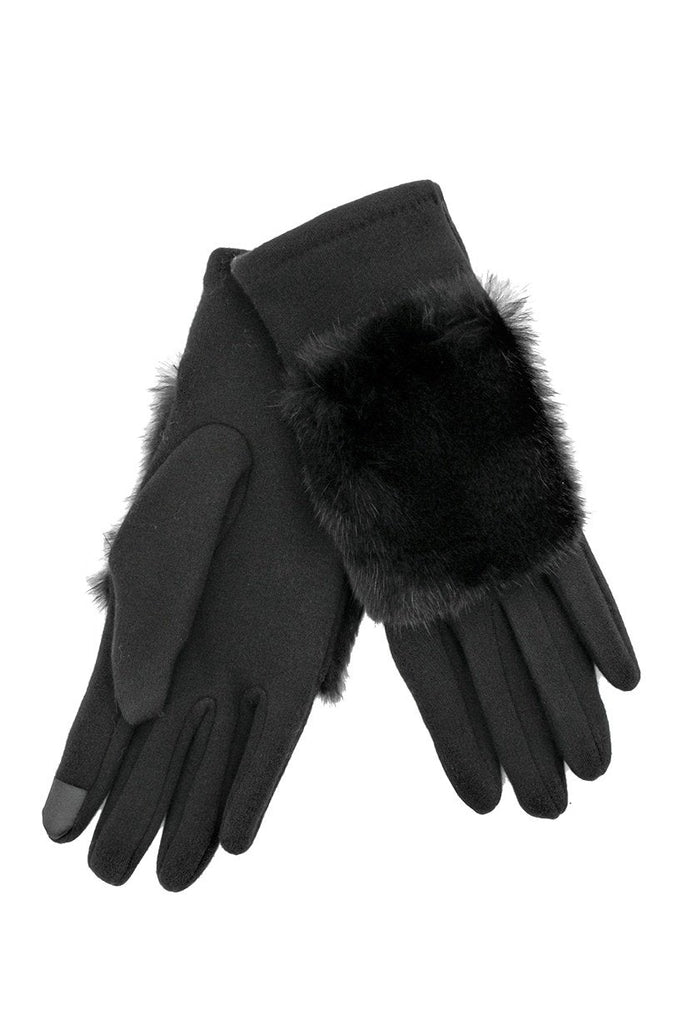 Black Glove with Mink Trim