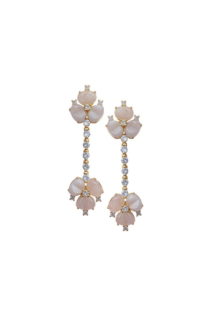 Nicola Bathie Long Rose Quartz Clover Drops