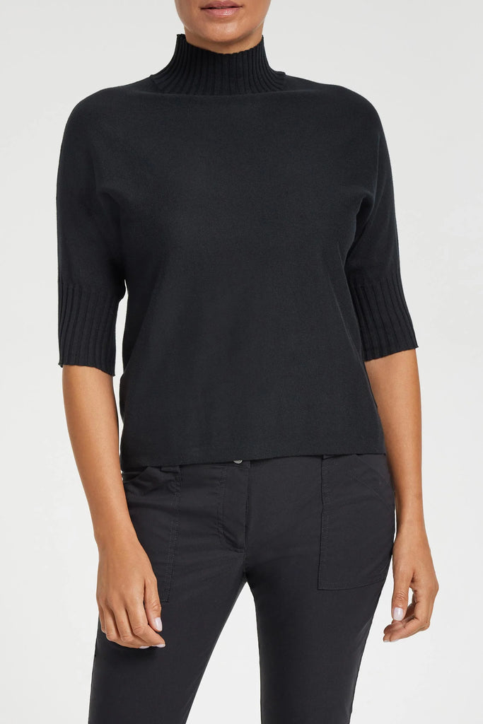 Ash Ribbed Mock Neck Sweater