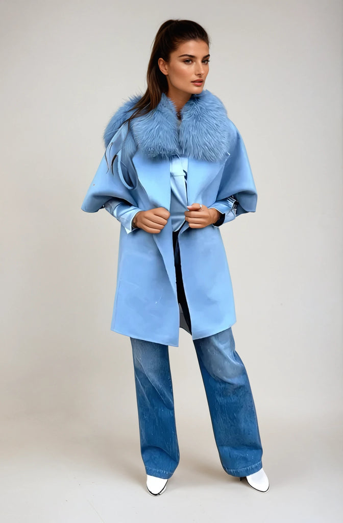 Short Sleeve Double Face Jacket with Fur