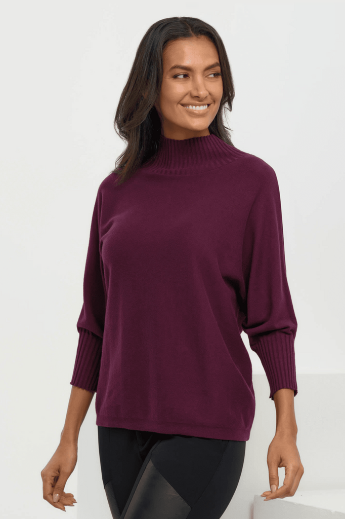 Ash Ribbed Mock Neck Sweater