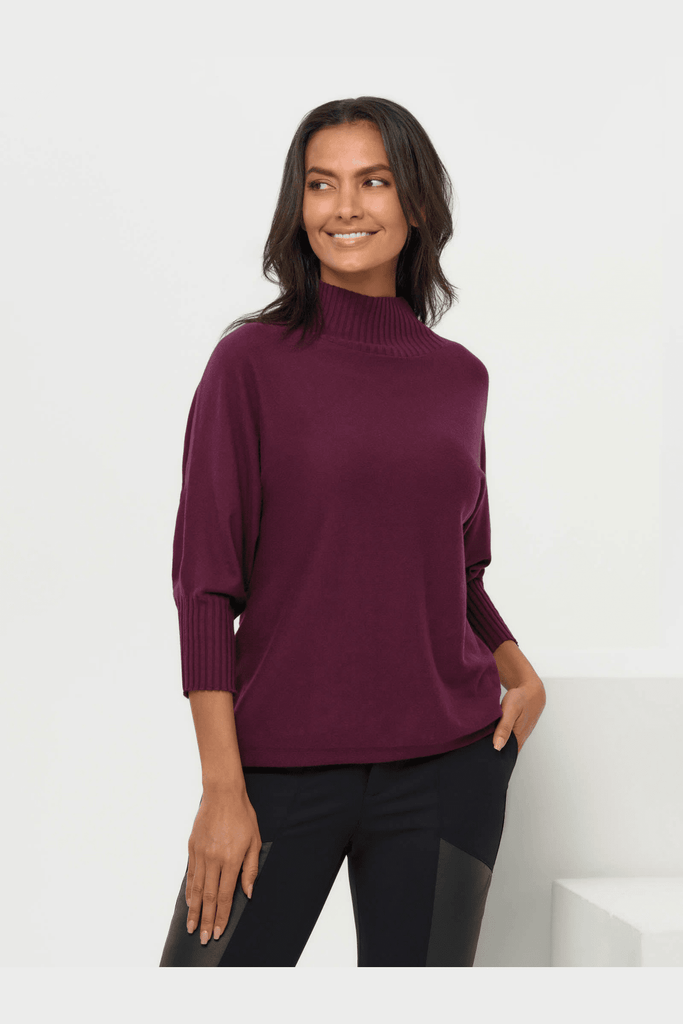 Ash Ribbed Mock Neck Sweater