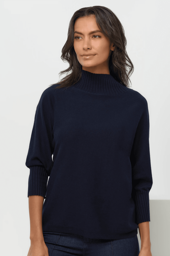 Ash Ribbed Mock Neck Sweater