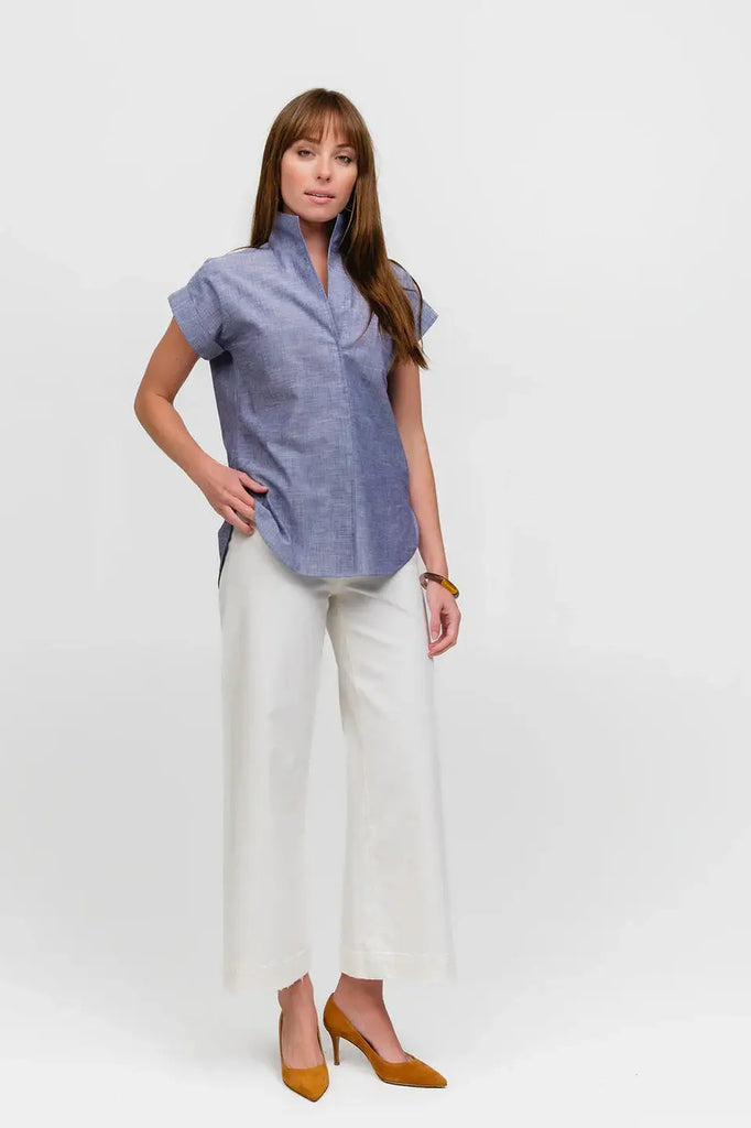 Denim Does The Country Club Cap Sleeve Shirt