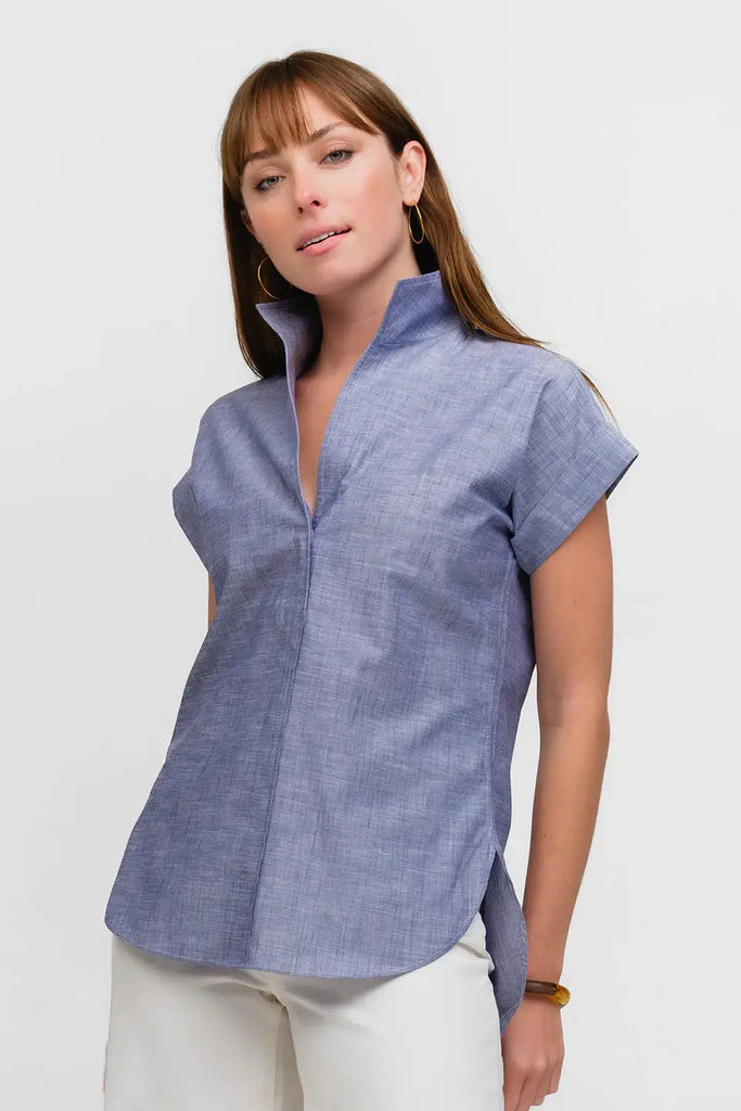 Denim Does The Country Club Cap Sleeve Shirt