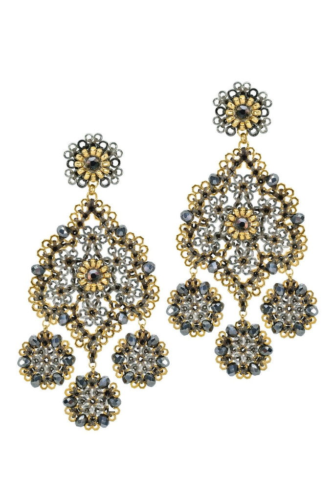 Crystal Miyuki Earrings 2.25"