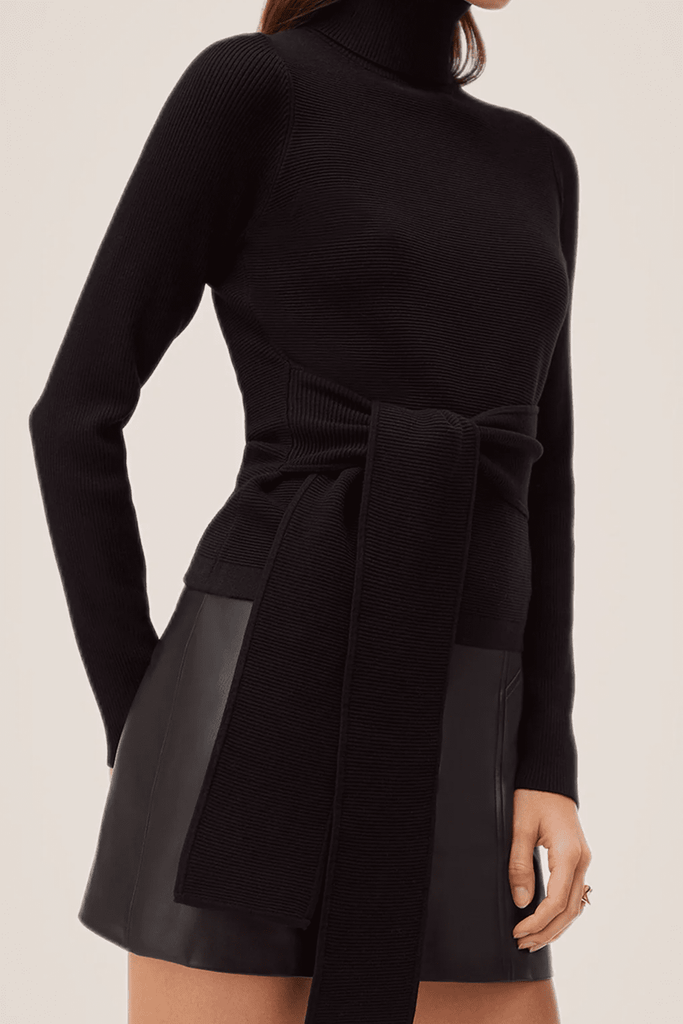 Brielle Long Sleeve Tie Front Turtleneck