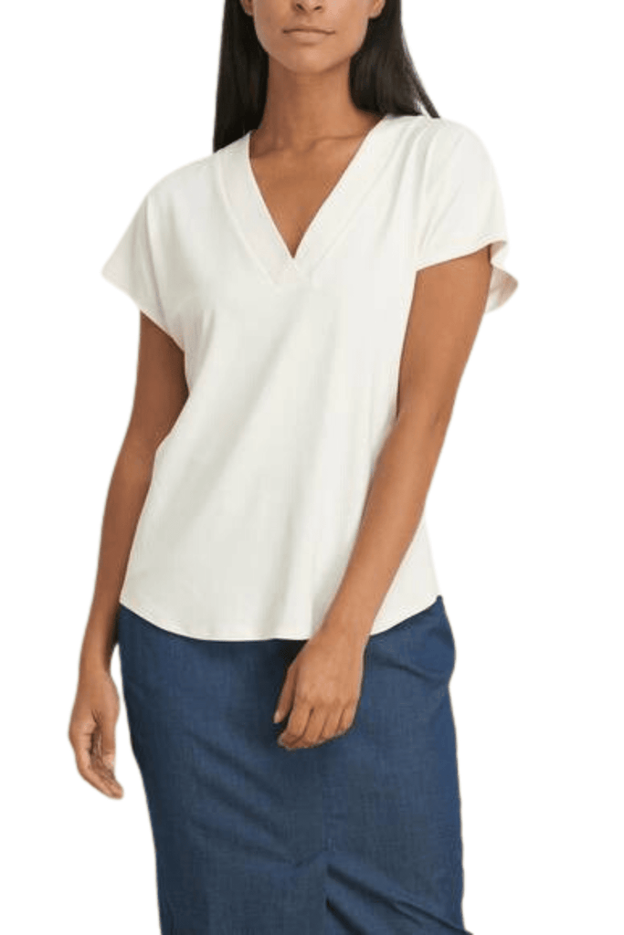 Matte Jersey V-Neck Top - Ivory