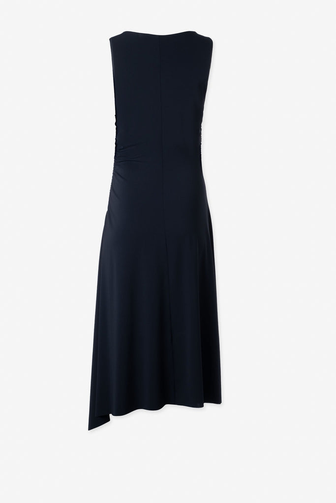 Asymetric gathered midi dress