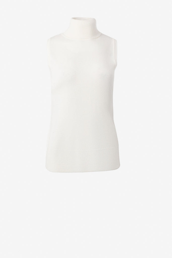 Merino blend sleeveless turtleneck