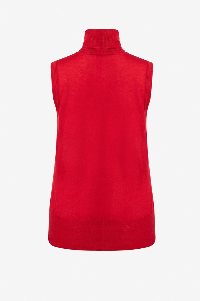 Merino blend sleeveless turtleneck