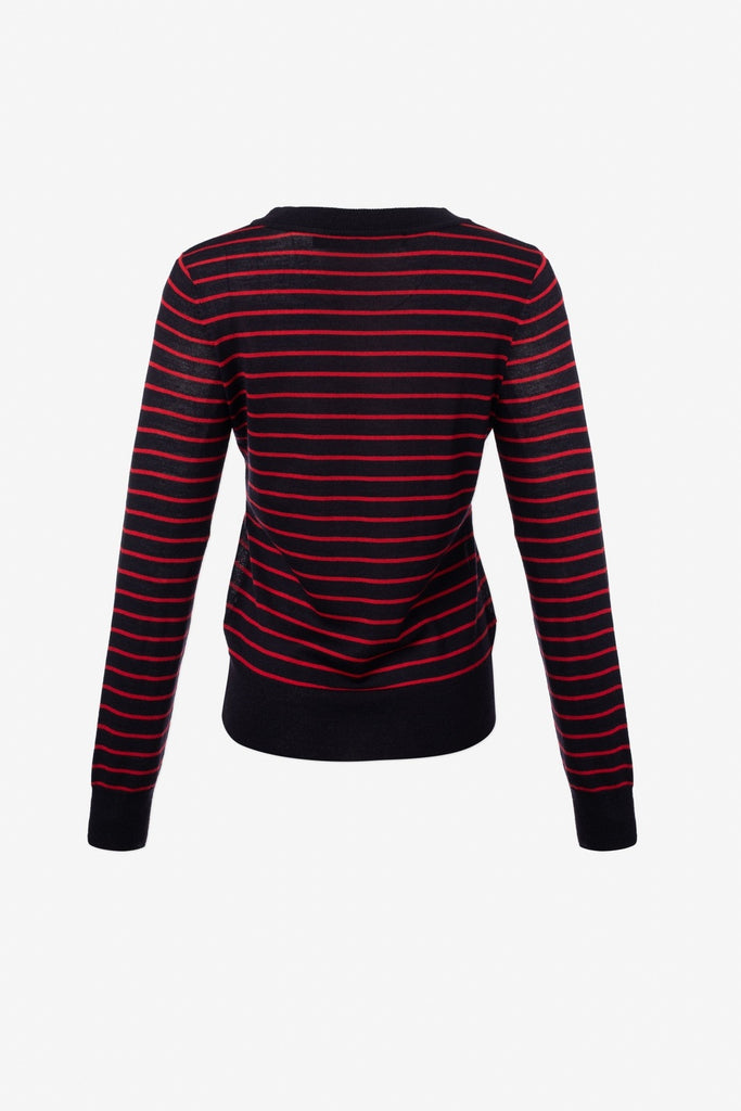 Fine merino blend crew neck striped sweater