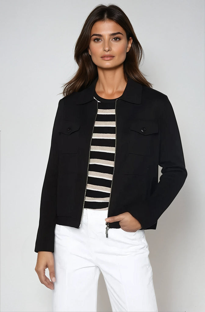 Crop Utility Cardigan - Black