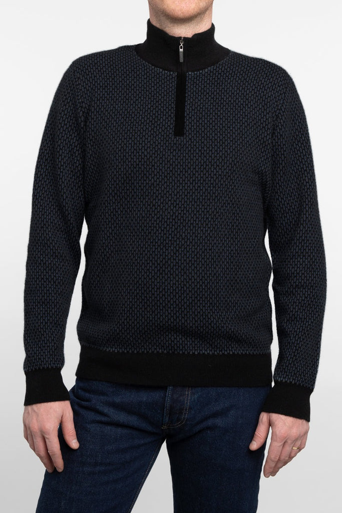 Geo Jacquard Qtr Zip Mock