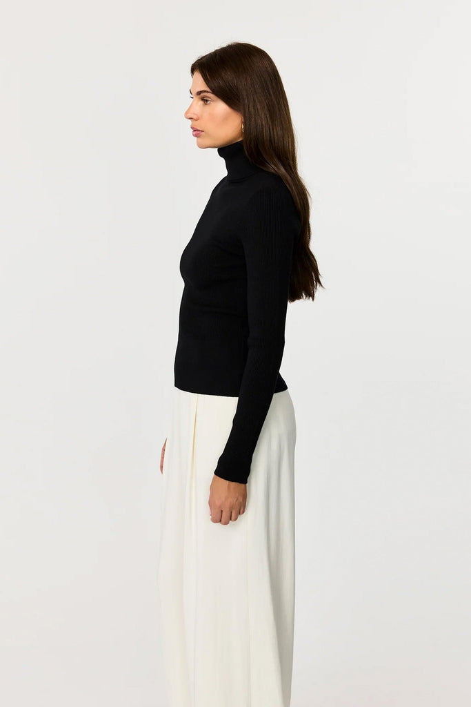 Valeria Long Sleeve Mixed Rib Turtleneck