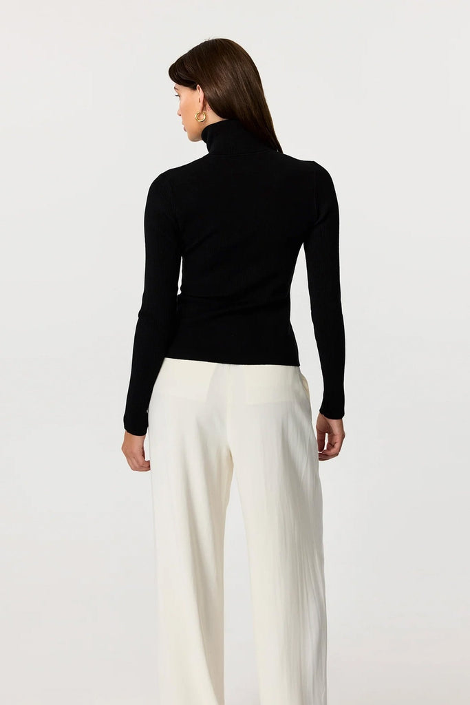 Valeria Long Sleeve Mixed Rib Turtleneck