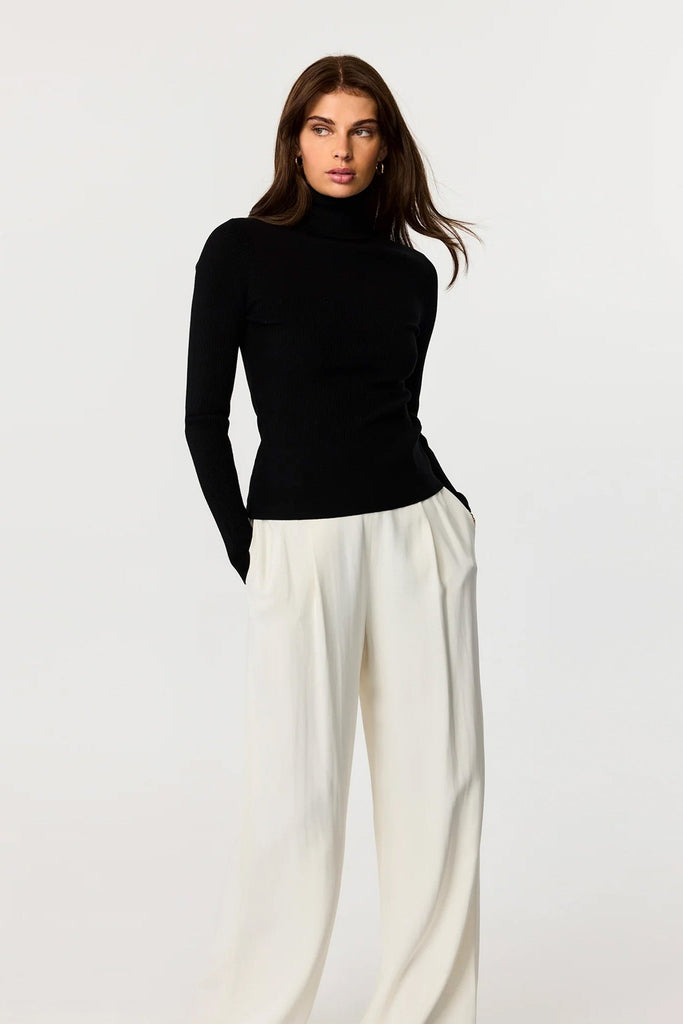 Valeria Long Sleeve Mixed Rib Turtleneck