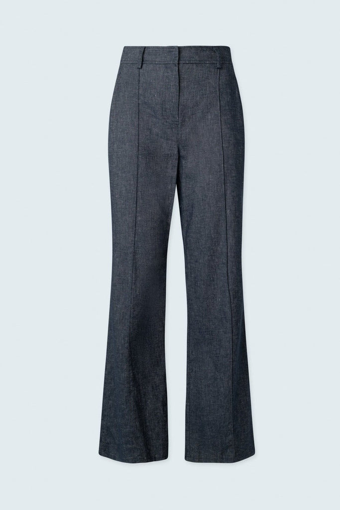 Denim wide leg pant with pintuck