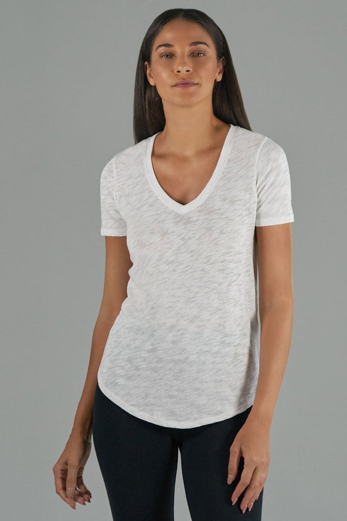 Slub Short Sleeve V-Neck